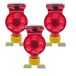 LED 쏠라등 드럼형 피스고정식(SM611 / 3개입) / 경고등 태양광 자동충전식 태양열 공사장 안전용품 깜빡이 빨간 조명, 레드(Red), 3개
