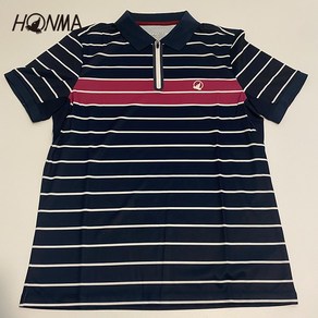 HONMA 골프 남성 반팔 폴로 셔츠 티셔츠 줄무늬 충돌색 접합 클래식 에디션