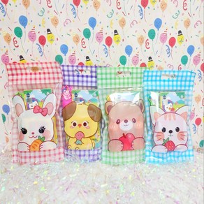 [공이네선물] 어린이집 답례품 생일선물, 키즈밴드+워터게임기+비눗방울+답례품스티커, 4개