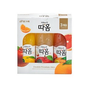 빙그레 자연에서 갓 따옴 주스 (맛랜덤) 220MLx3개입 (보냉백/아이스박스中택1), 3개, 0.22l