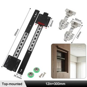 숨겨진 플립 업 스윙 문짝 트랙 상단 장착 플러그인 슬라이드 레일 캐비닛 책장 보관 캐비닛 숨겨진 문짝 액세서리, 1개