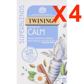 [영국발송] 20개입 4팩 총80개 트와이닝 슈퍼블렌드 컴 캄 진정도움 허브차 Twinings Supeblends Calm, 4개