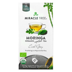 Miacle Tee Moinga Oganic Supefood Tea Eal Gey 25 Tea Bags 1.32 oz (37.5 g), 1개