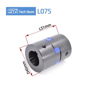 서보 모터용 L형 3 조 커플링 L075 D45 L51 보어 10mm 12mm 14mm 15mm 16mm 17mm 18mm 19mm 20mm 22mm 24mm 25mm, 10x24mm, 1개