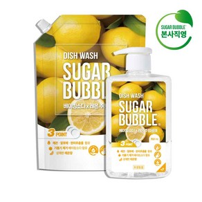 슈가버블 베이킹소다 레몬 주방세제 750ml+1.2L, 2개, 750ml