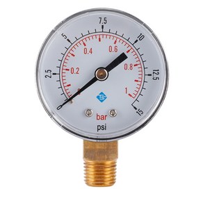 연료용 공기 오일 또는 물용 미니 저압 게이지 0-15psi/0-1ba BSPT 압력계, 1개