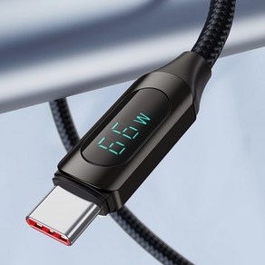 햅시 66W 디스플레이 초고속충전 케이블 USB A to C PD충전 E Make 칩 고속 데이터 전송, 블랙, 1.2m, 1개