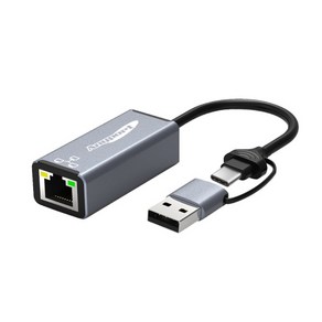 애니포트 2 IN 1 메탈바디 USB 3.0 기가비트 랜카드 콤보 + CAT.6 랜케이블 회색 1m 세트, AP-UC31GLAN(랜카드), 1개