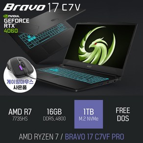 MSI BRAVO 17 C7VF PRO [이벤트 한정특가 / 사은품증정], Fee DOS, 16GB, 1TB, 라이젠7, 블랙