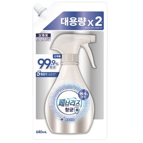 페브리즈 항균플러스 섬유탈취제 깨끗한향 리필, 640ml, 2개, 깨끗한 향