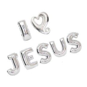 ILOVEJESUS은박풍선 손펌프 포함 아이러브지저스-실버, 본상품선택, 상세 설명 참조
