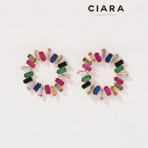 CIARA 14K Casoia 오블롱 컬러써클 귀걸이(SilvePin)