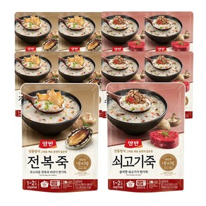 [동원] 양반 파우치죽 420g 전복죽 x 4개 + 쇠고기죽 x 4개, 1개