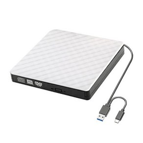 노트북 PC용 USB 3.0 타입 C 슬림 외장 DVD RW CD 라이터 드라이브 버너 리더 플레이, [01] 스마트  WHITE, 2) WHITE