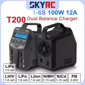 SKYRC T200 T400 T100 AC DC 리포 배터리 듀얼 밸런스 충전기 트랙사스 에어소프트 드론용 방전기 RC 고속 충전, 10)T100 US1