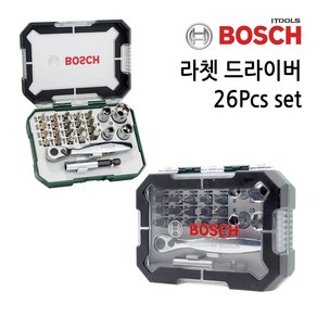 BOSCH 보쉬 26pcs 라쳇세트 라쳇핸들 드라이버 비트 세트 2607017322, 1개