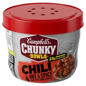 Campbell's Chunky Chili Hot & Spicy with Beans 1 Campbell's 청키 칠리 콩이 포함된 매콤하고 매운 고추 15.25온스 전자레인, 1개, 432g