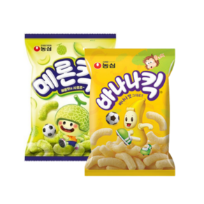 농심 메론킥 60g 1개 + 바나나킥 75g 1개 (총2개) 봉지과자 신제품, 3세트, 135g
