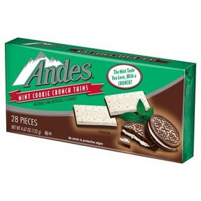 Andes 크리스마스 민트 쿠키 크런치 씬스 (132.4g(4.8온스) 팩에는 28피스 포함), Andes 크리스마스 민트 쿠키 크런치 씬스 (132.