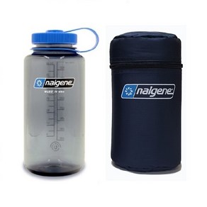 [Weshop] [Nalgene] 날진 물통 케이스 세트 (날진 트라이탄 루프통 1리터 1개 + 보온보냉케이스 1리터용 1개), 물병(그레이) +케이스(네이비)