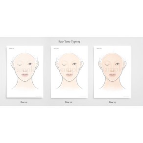 [뚜르몬드]NO09-2 메이크업 페이스 차트 베이스 컬러링 감은 눈 01호 02호 03호(각 10매 총30매), A4(210mm x 297mm), 1개