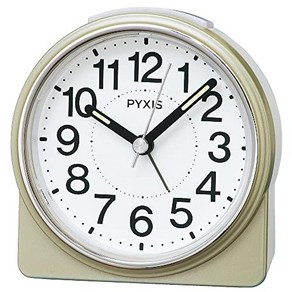 Seiko Clock 세이코 클럭 자명종 시계 탁상시계 아날로그 연금색 펄 89×86×47mm PYXIS 픽시스 NR451G