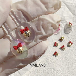 종소리 리본 네일 파츠(5개입) J1 크리스마스 스톤 NAILAND, 5개