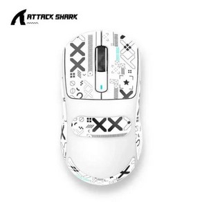 Attack Shak X3 블루투스 마우스 49g 경량 PixAt PAW3395 트라이 모드 연결 26000dpi 650IPS 매크로 게임, 02 White   Anti-Slip, 한개옵션2