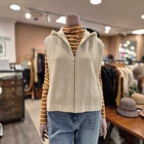 BCBG [올앤선드리] ZIP UP 후드 VEST 조끼_ A5S1K501 71 [L/BEIGE]