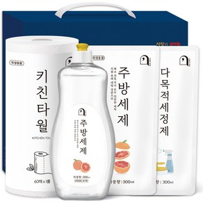 오늘의쉼표 세제 선물세트 답례품 자몽 54호 (주방세제 용기 + 리필 + 다목적세정제 + 키친타올), 1개