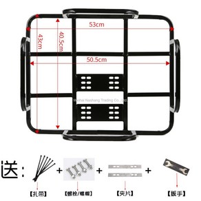 MORE자전거 오토바이 배달통 배달가방 짐받이 고정틀 거치대 받침대 선반, 블랙 프레임 50*40cm, 1개