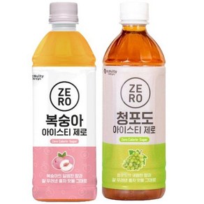 푸드스타 맥널티 아이스티 제로 500ml 복숭아 12입 + 청포도 12입, 24개