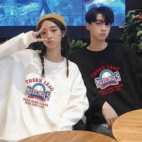 남녀공용 긴팔티셔츠 라운드넥 빅사이즈 오버핏 맨투맨 Couple Hoodies