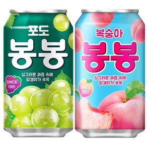 해태 봉봉2종세트 포도봉봉+복숭아봉봉, 340ml