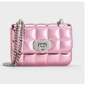 chaleskeith 스퀘어 퀼팅 체인 핸들 백 Patent Squae-Quilted Chain-Handle Bag 싱가포르 발송