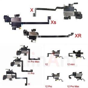 X Xs 11 12 프로 맥스 XR 근접 센서 이어 이어피스 사운드 이어폰 스피커 페이스 ID 플렉스 케이블 전화 부품