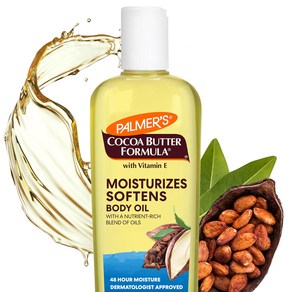 Palme's Cocoa Butte Moistuizing Body Oil with V 팔머스 코코아 버터 모이스처라이징 바디 오일(비타민 E 함유 빛나는 광채 및 피부 수분, 1개, 251.38ml