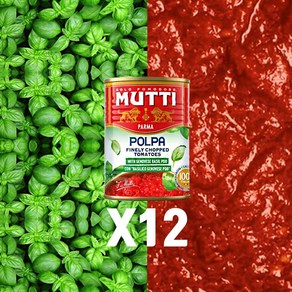 MUTTI 무띠 바질+토마토소스 12캔(1박스), 400g, 12개