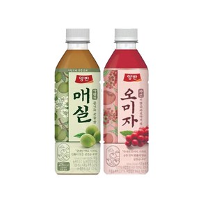 동원 양반 매실차+오미자차 혼합 500ml x (각12펫입)총24펫입 매실음료 펫음료 과채음료, 24개