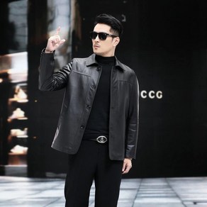 COSYEVNO 터틀넥 캐주얼 남성복 봄가을 가죽 재킷