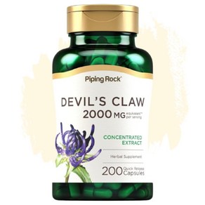 파이핑락 악마의발톱 데빌스클로우 2000mg 뿌리 추출물 Devils Claw 200캡슐, 200정, 1개