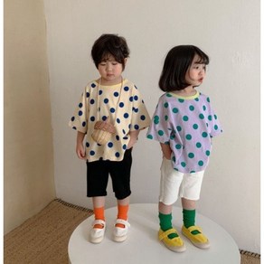 [당일발송] 주니유니 아동 도트티셔츠5부팬츠세트 상하복세트 아동상하복 유아상하복