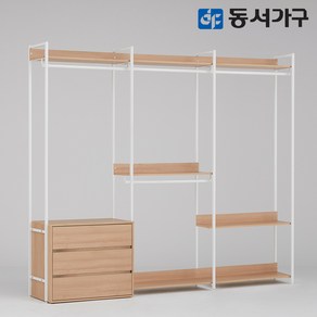 동서가구 팬타 포스코 스틸 시스템 드레스룸_2400 3단 서랍 행거 4colos DF643472, 오크