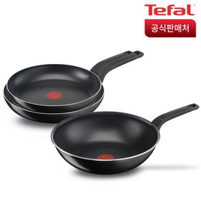 테팔 심플리클린 후라이팬 세트 3p, 블렉 + 레드, 후라이팬 28cm + 30cm + 웍 28cm