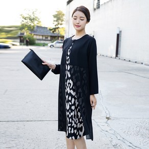 엄마옷 모슬린 호피쉬폰날개원피스 OP109064마담 미시 중년여성 빅사이즈 할머니옷 50대 60대 70대