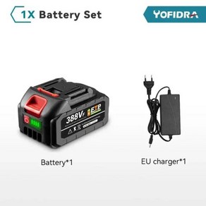 Yofida 마키타 전동 공구용 충전식 리튬 이온 배터리 388VF 22500mAh 15000mAh 928VF, [03] 1X388VF-1 Chage, 1개, 4) 1X388VF-1 Chage