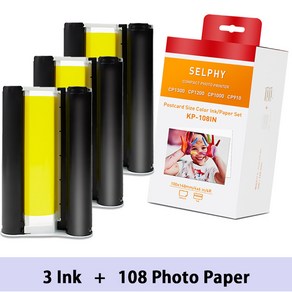 잉크 카세트 인화지 세트 캐논 셀피 CP900 CP1200 CP1300 포토 프린터 KP-36IN KP-108IN 호환, [01] 1 Ink (No pape)