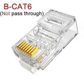 연선 UTP 네트워크 케이블용 금도금 커넥터 이더넷 모듈식 플러그 RJ45 Cat6 패스 스루 Cat 6/Cat5e RJ-45 엔드 1-50 개, 1Pcs, CAT6(no pass hole), 50개