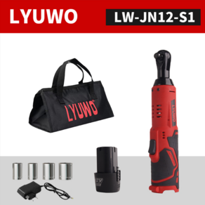 LYUWO 무선 직각 전기 렌치 12V 45NM 3/8 인치 래칫 분해 너트 자동차 유지 보수 도구 4 소켓, [02] LW-JN12-S1, [02] LW-JN12-S1, 1세트