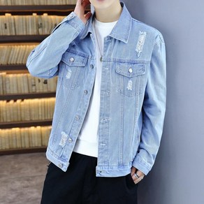 JXKB 빅사이즈 남성 데님 자켓 베이직 외출 데일리 봄 가을 빈티지 남자 오버핏 잠바 상의 denim jacket men KB0922